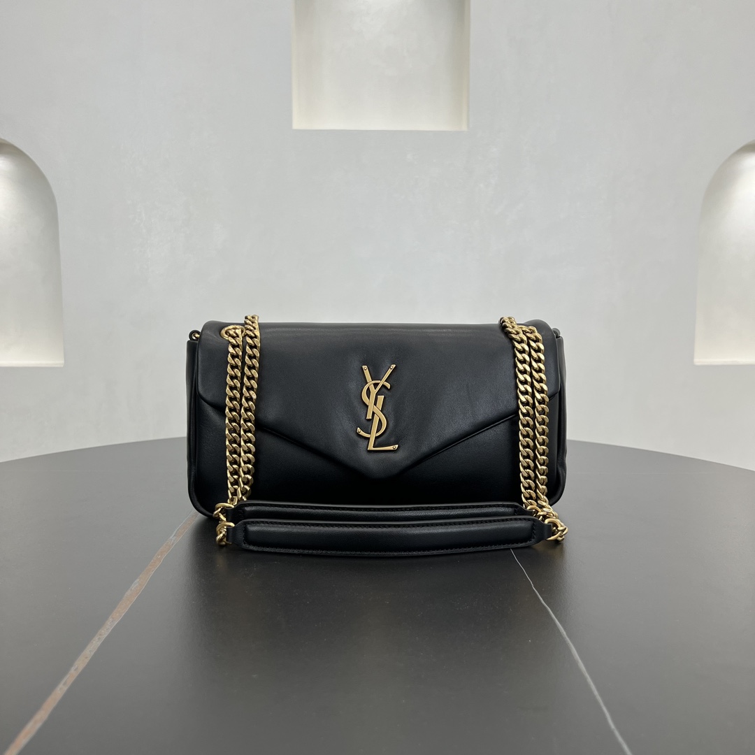 Saint Laurent Lambskin Calypso Handbag Shoulder Bag Black 734153